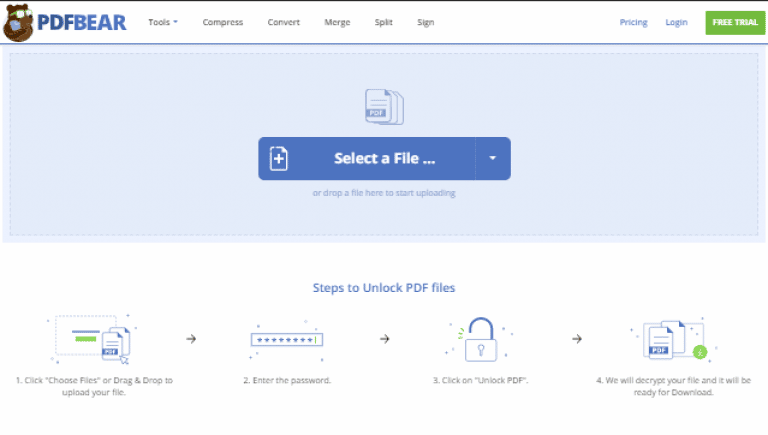 unlock pdf with pdfbear